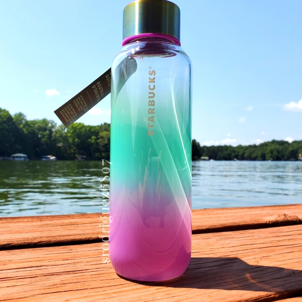 Starbucks purple/teal ombre glass bottle